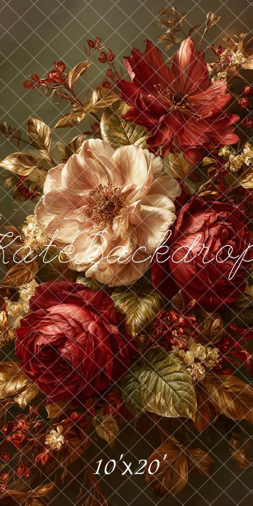 Kate Fine Art Red Cream Flowers Backdrop Designed by Emetselch - Image 5