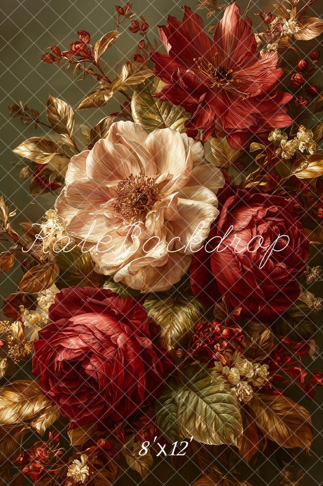 Kate Fine Art Red Cream Flowers Backdrop Designed by Emetselch - Image 6