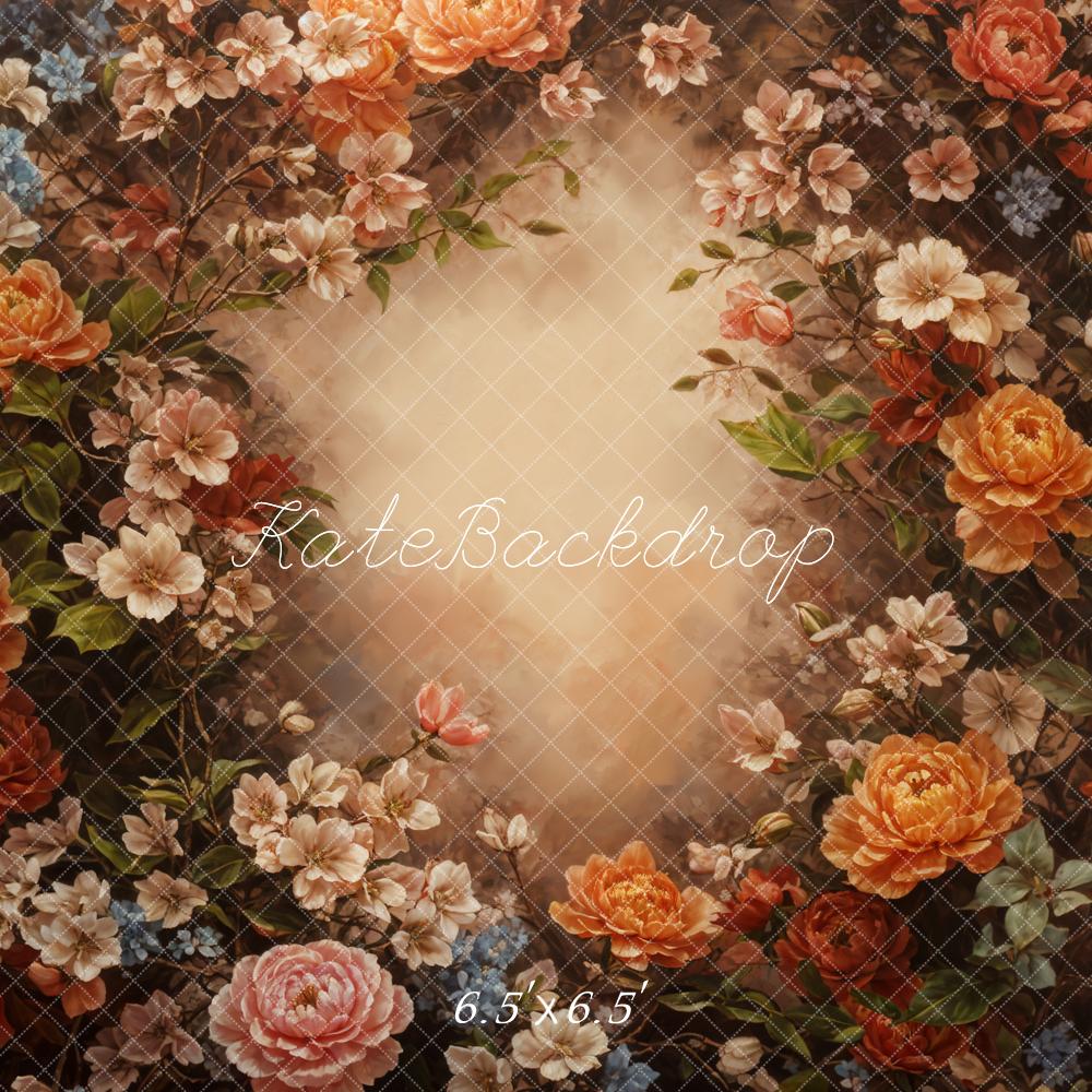 Kate Fine Art Retro Colorful Flower Brown Backdrop Designed by GQ - Image 2
