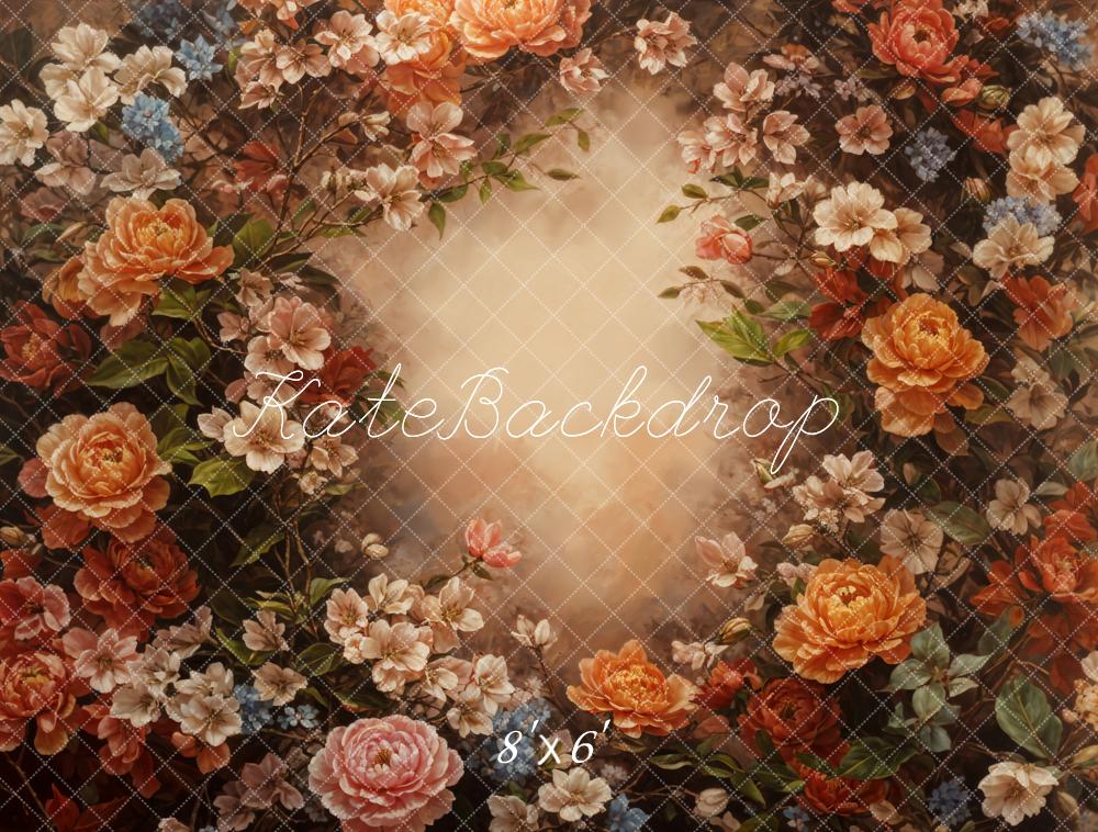 Kate Fine Art Retro Colorful Flower Brown Backdrop Designed by GQ - Image 3