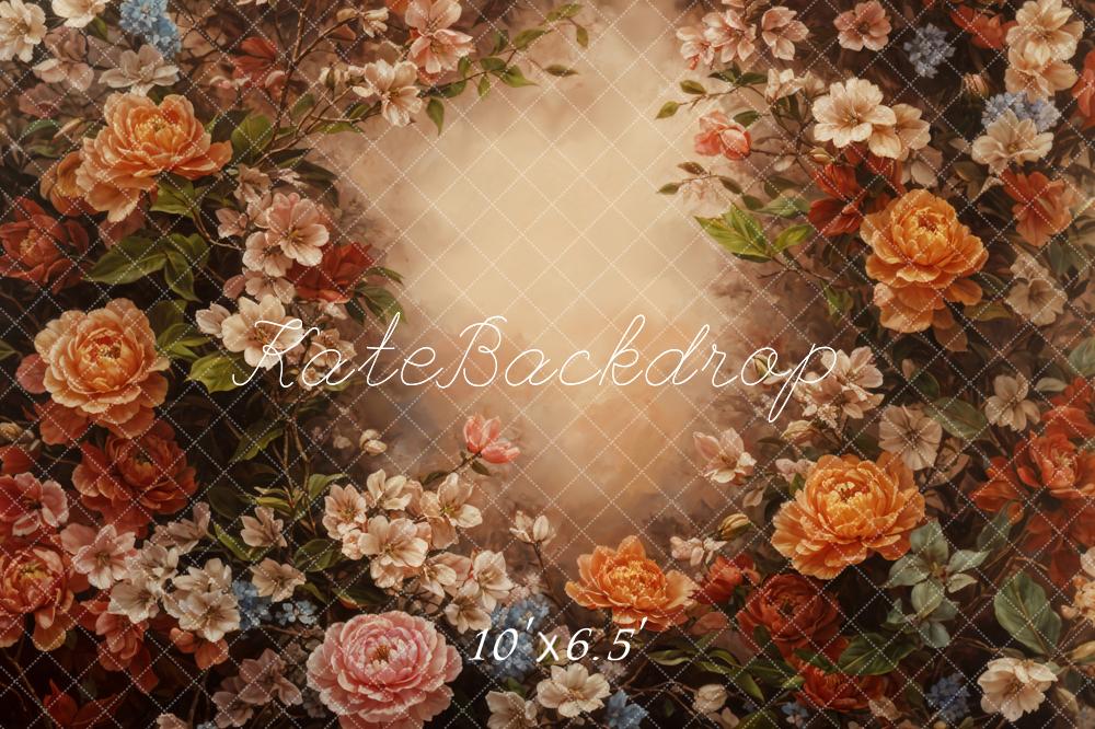 Kate Fine Art Retro Colorful Flower Brown Backdrop Designed by GQ - Image 4