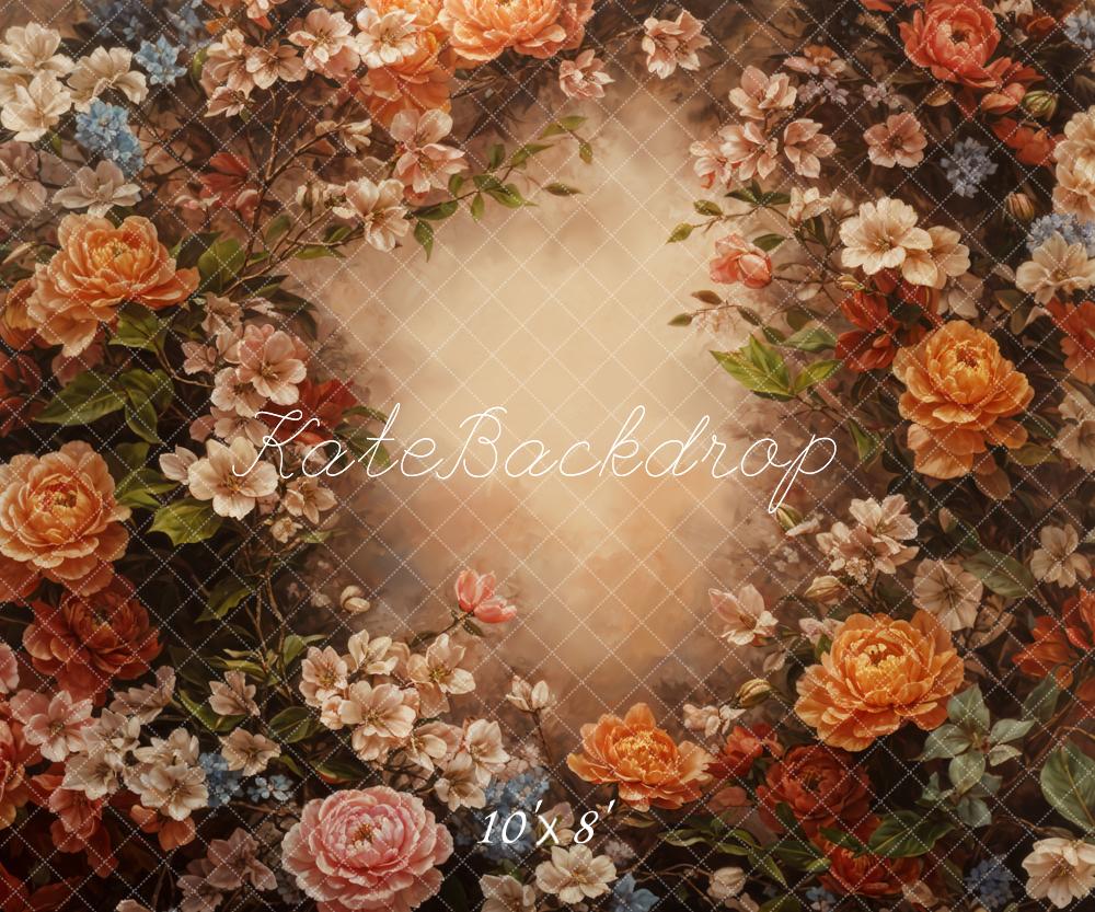 Kate Fine Art Retro Colorful Flower Brown Backdrop Designed by GQ - Image 5