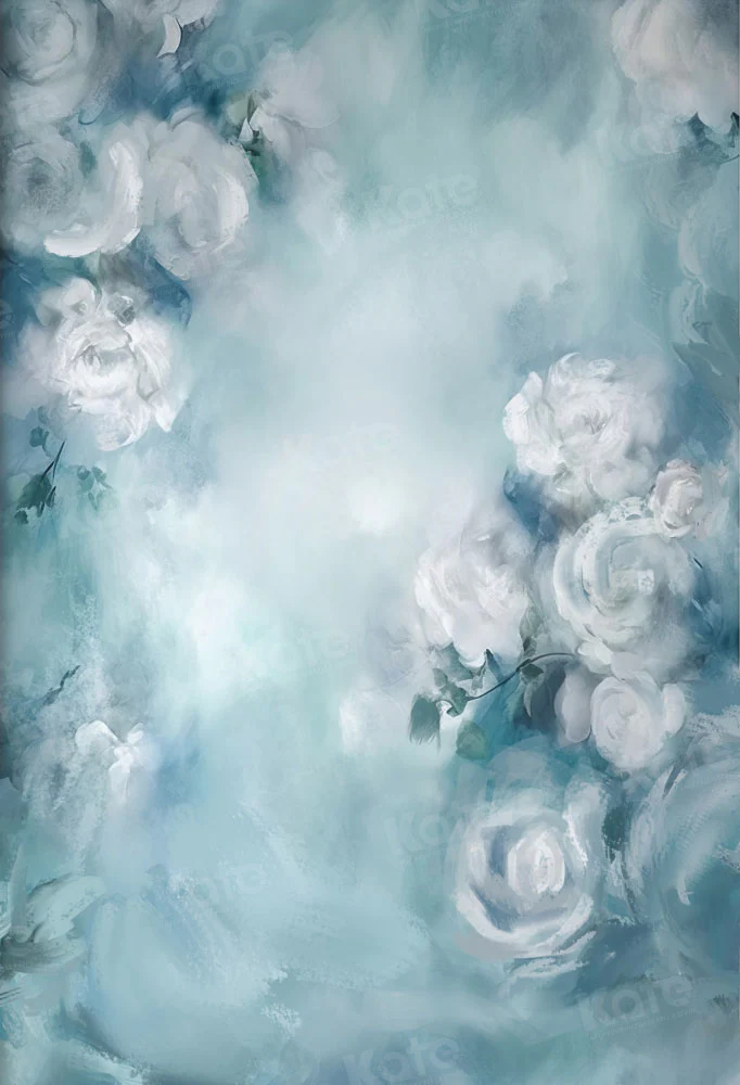 Kate Fine Art White Floral Blue Backdrop Designed by GQ - Image 2