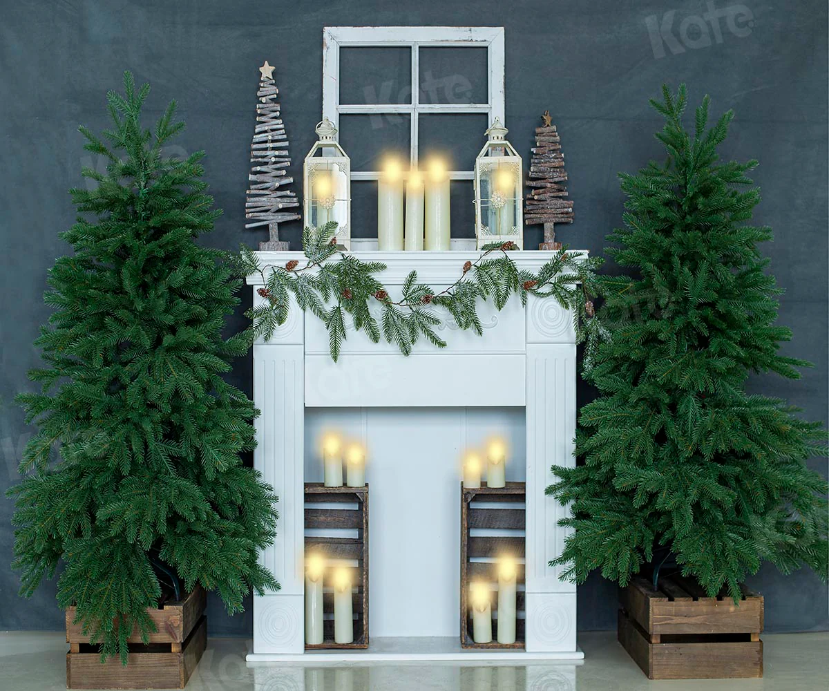 Kate Fireplace Candlelight Christmas Backdrop Designed by Emetselch - Image 2