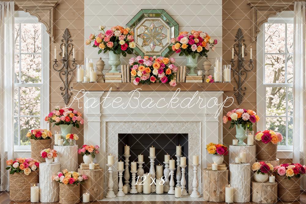 Kate Fireplace Floral Candles Backdrop Designed by Mini MakeBelieve - Image 8