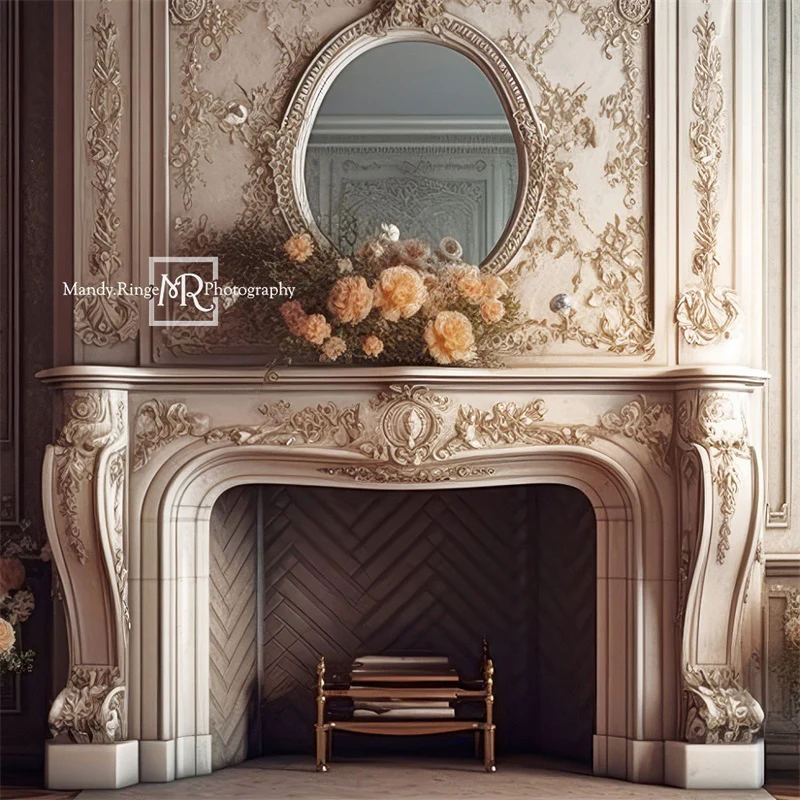 Kate Fireplace Flowers Boudoir Backdrop Designed by Mandy Ringe Photography - Image 3