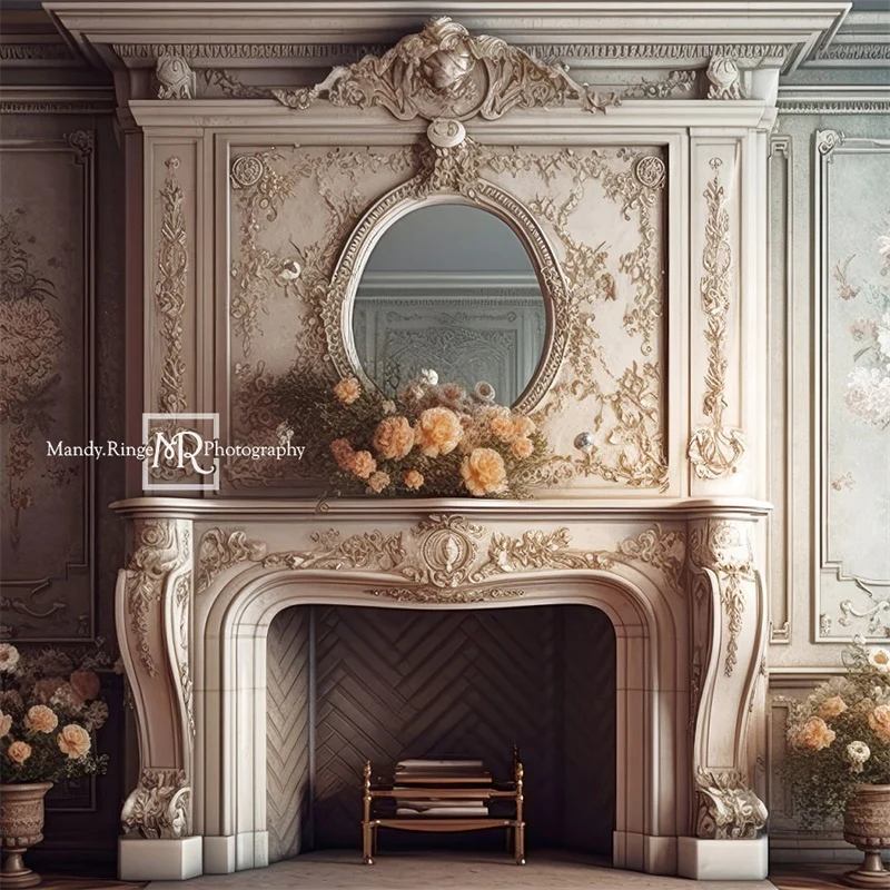 Kate Fireplace Flowers Boudoir Backdrop Designed by Mandy Ringe Photography - Image 4