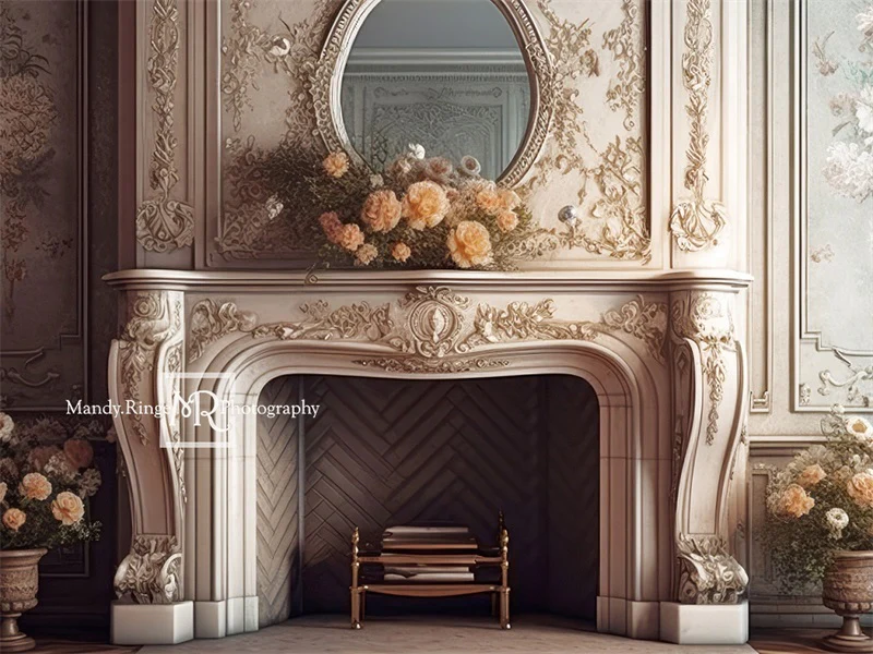 Kate Fireplace Flowers Boudoir Backdrop Designed by Mandy Ringe Photography - Image 5
