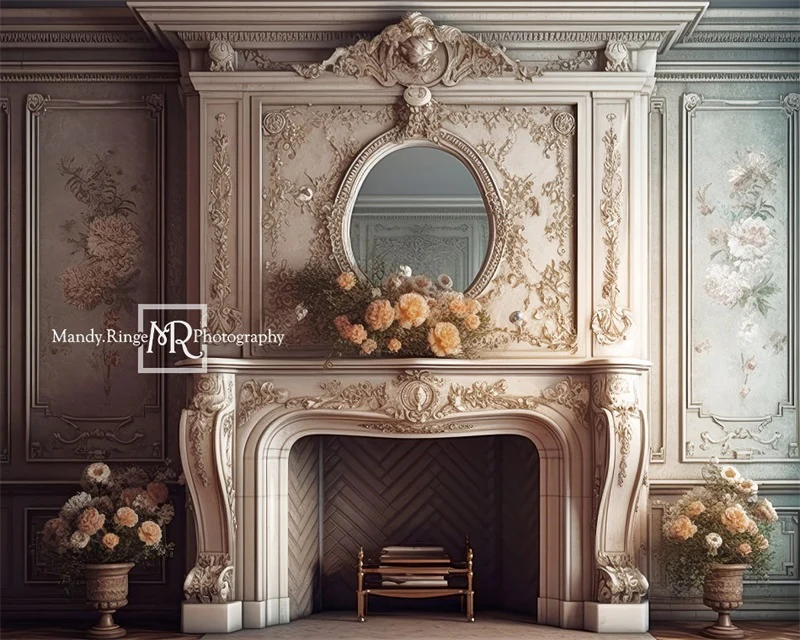 Kate Fireplace Flowers Boudoir Backdrop Designed by Mandy Ringe Photography - Image 7