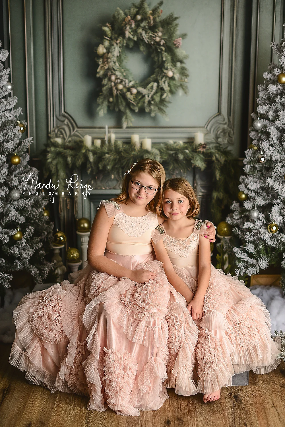 Kate Fireplace Greenery Christmas Backdrop Designed by Mandy Ringe Photography - Image 4