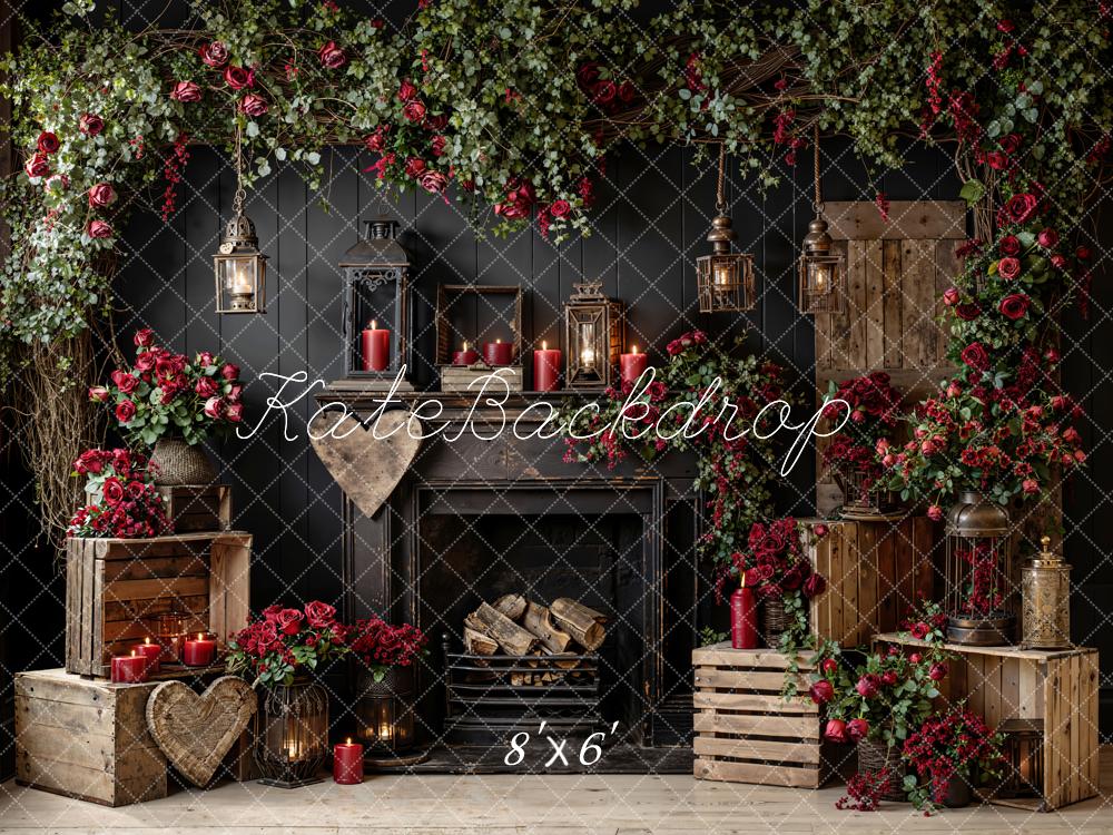 Kate Valentine Fireplace Roses Wooden Crates Backdrop Designed by Emstselch - Image 3