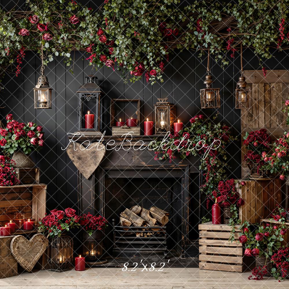 Kate Valentine Fireplace Roses Wooden Crates Backdrop Designed by Emstselch - Image 5
