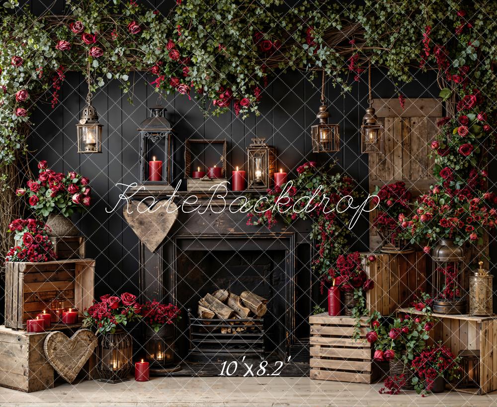 Kate Valentine Fireplace Roses Wooden Crates Backdrop Designed by Emstselch - Image 6