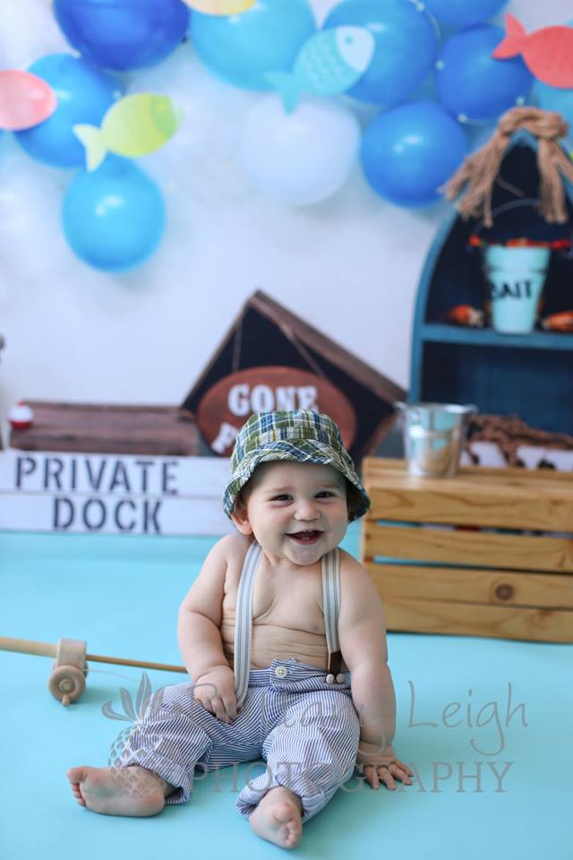 Kate Fish and Balloons 1st Birthday Summer Backdrop Designed by Amberly Ware - Image 3