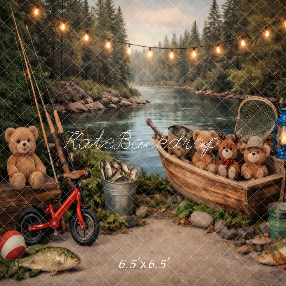 Kate Fishing River Teddy Bears Lantern Backdrop Designed by Vertigo Productions - Image 2
