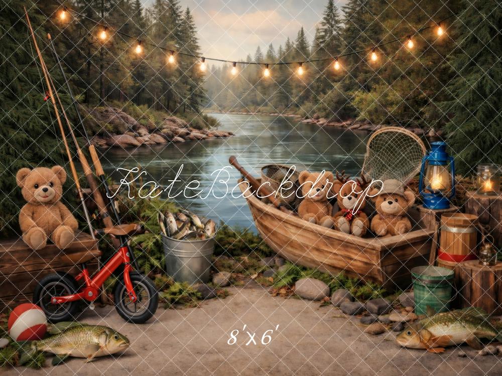 Kate Fishing River Teddy Bears Lantern Backdrop Designed by Vertigo Productions - Image 3