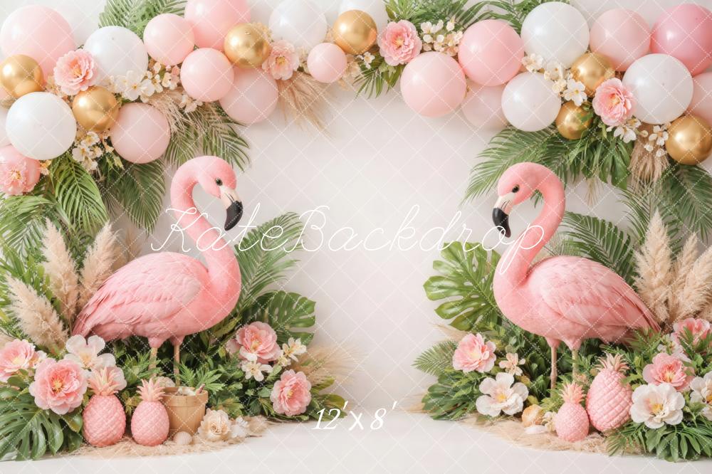Kate Flamingo Pineapple Balloons Palm Leaves Backdrop Designed by Vertigo Productions - Image 8