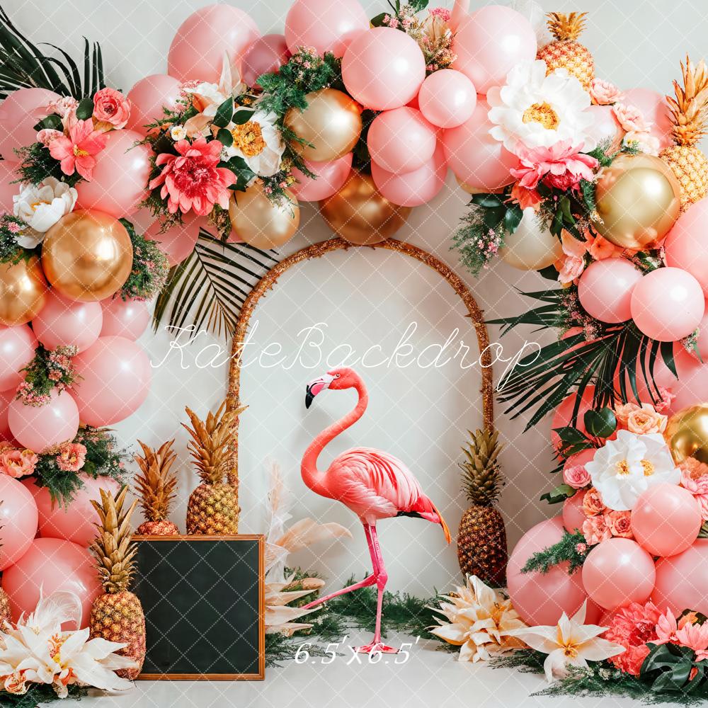 Kate Flamingo Pink Balloon Flower Arch Backdrop Designed by Emetselch - Image 2