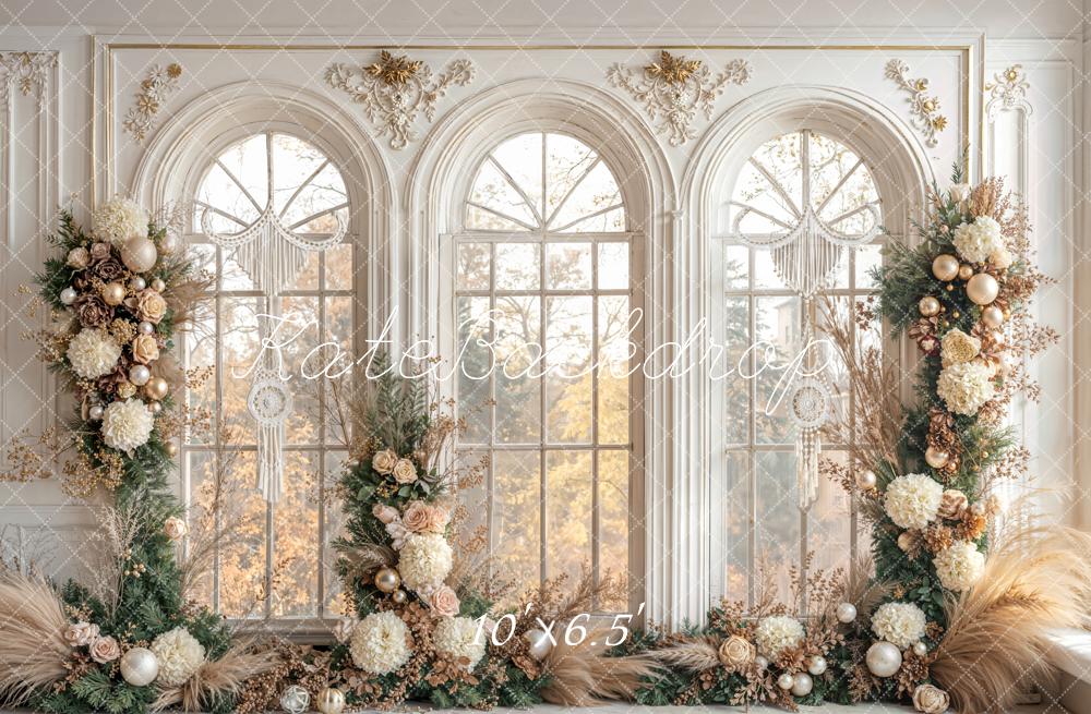 Kate Floral Arch Christmas Ornaments Window Fleece Backdrop Designed by Emetselch - Image 2