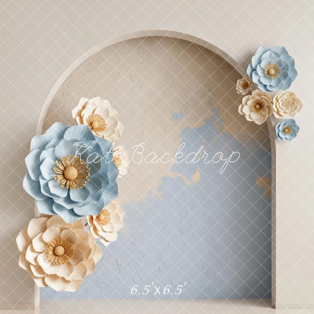Kate Floral Arch Blue Cream Backdrop Designed by Patty Robert - Image 2