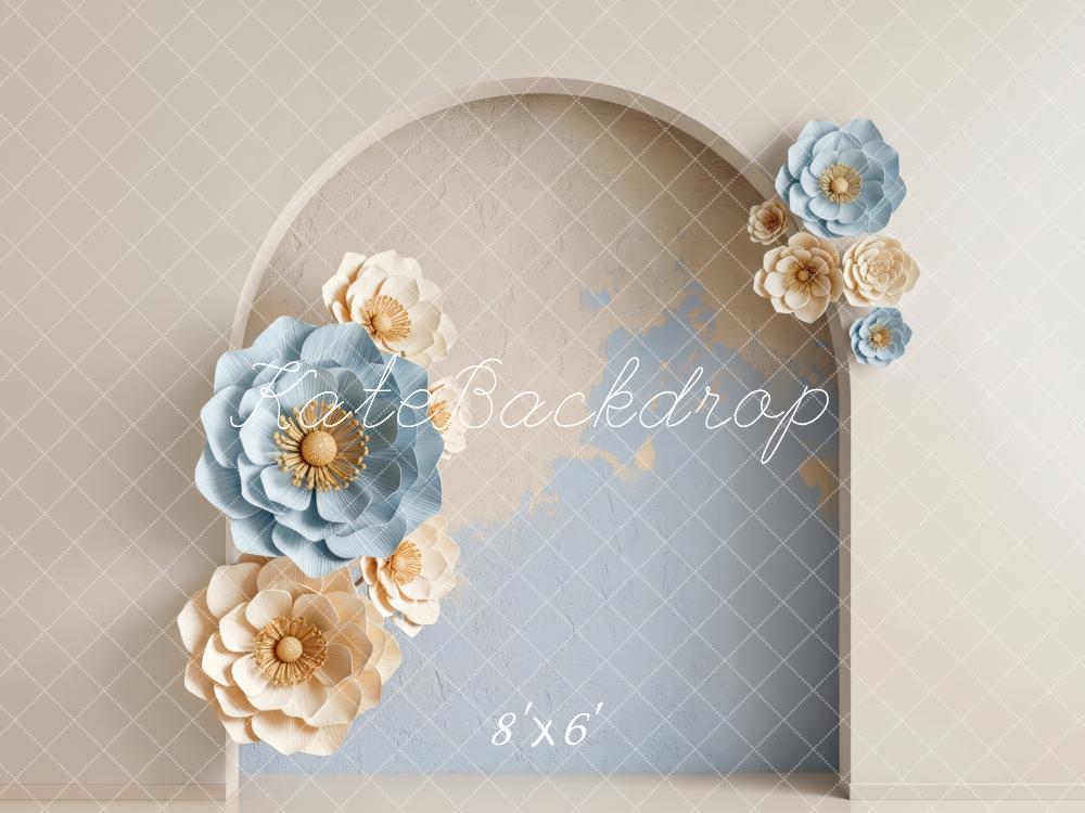Kate Floral Arch Blue Cream Backdrop Designed by Patty Robert - Image 3