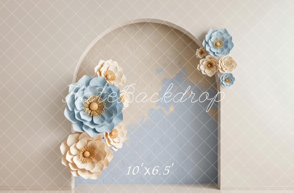 Kate Floral Arch Blue Cream Backdrop Designed by Patty Robert - Image 4