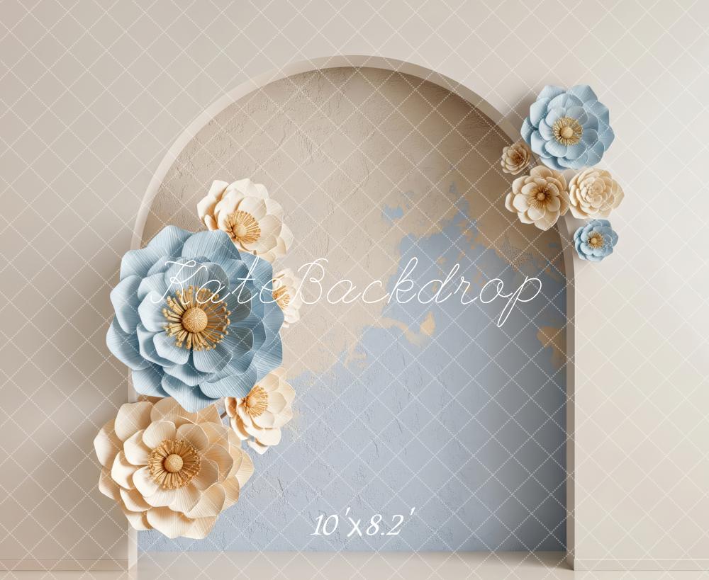 Kate Floral Arch Blue Cream Backdrop Designed by Patty Robert - Image 6