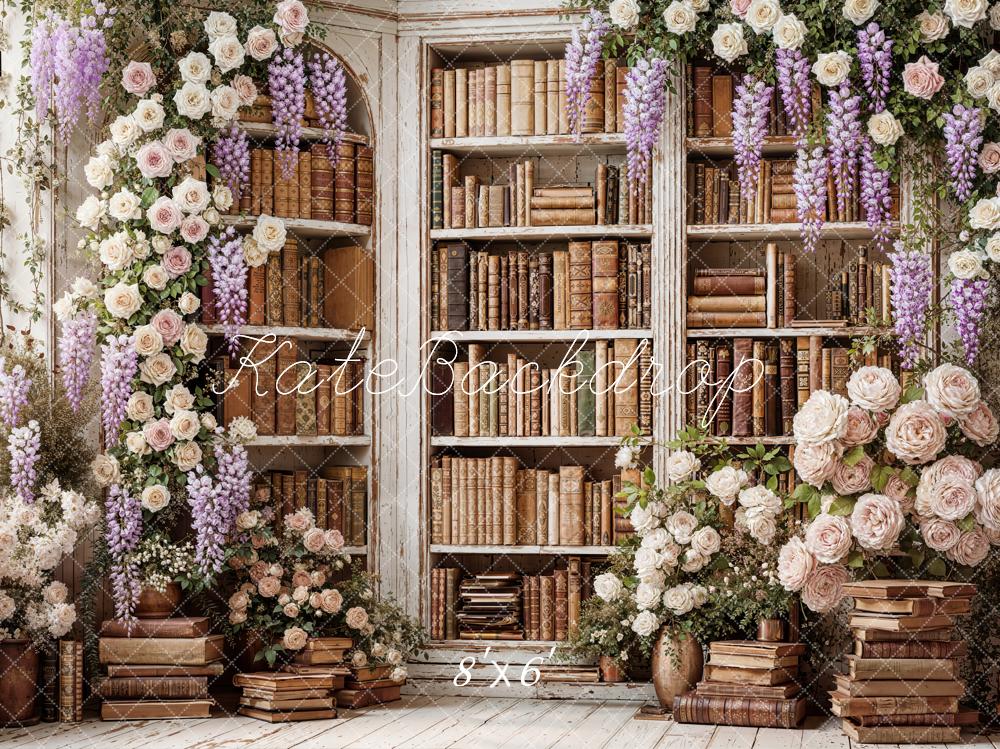 Kate Floral Arch Bookcase Vintage Backdrop Designed by Emetselch - Image 3
