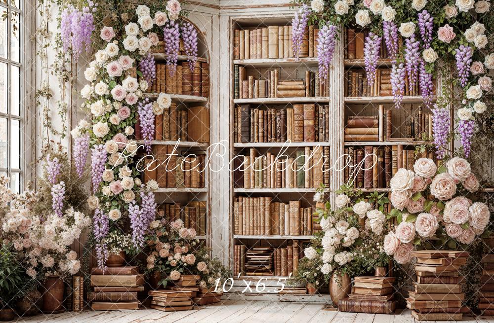 Kate Floral Arch Bookcase Vintage Backdrop Designed by Emetselch - Image 4