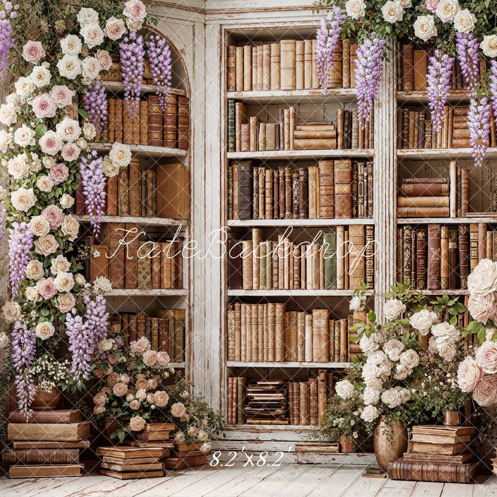 Kate Floral Arch Bookcase Vintage Backdrop Designed by Emetselch - Image 5
