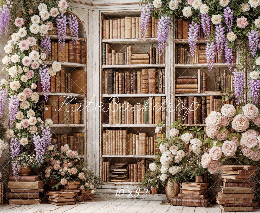 Kate Floral Arch Bookcase Vintage Backdrop Designed by Emetselch - Image 6