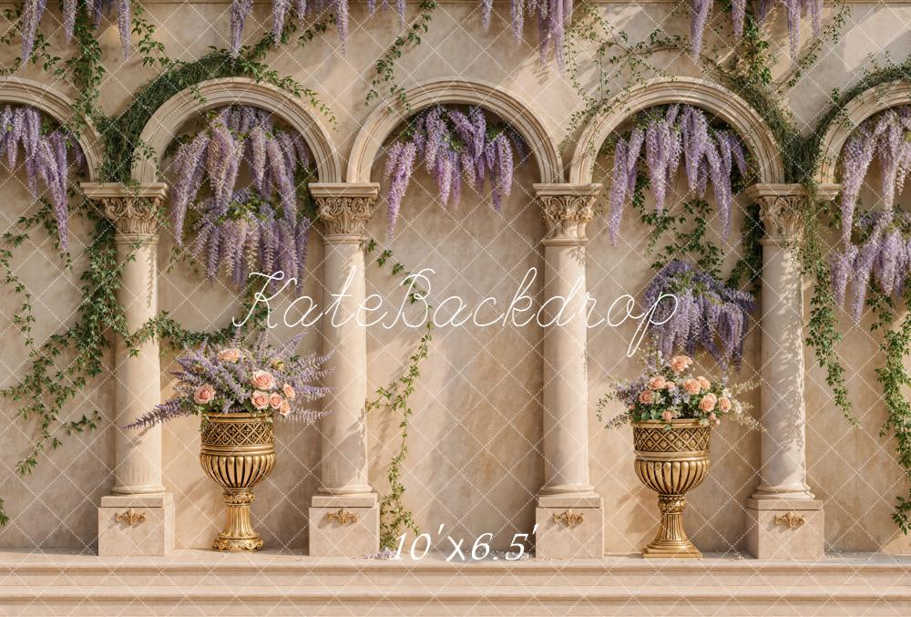 Kate Floral Arch Columns Vines Fleece Backdrop Designed by Emetselch - Image 2