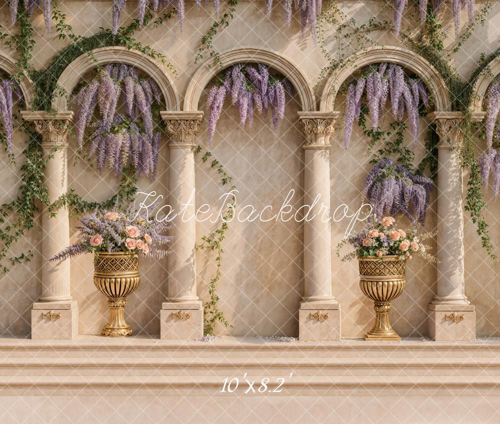Kate Floral Arch Columns Vines Fleece Backdrop Designed by Emetselch - Image 3
