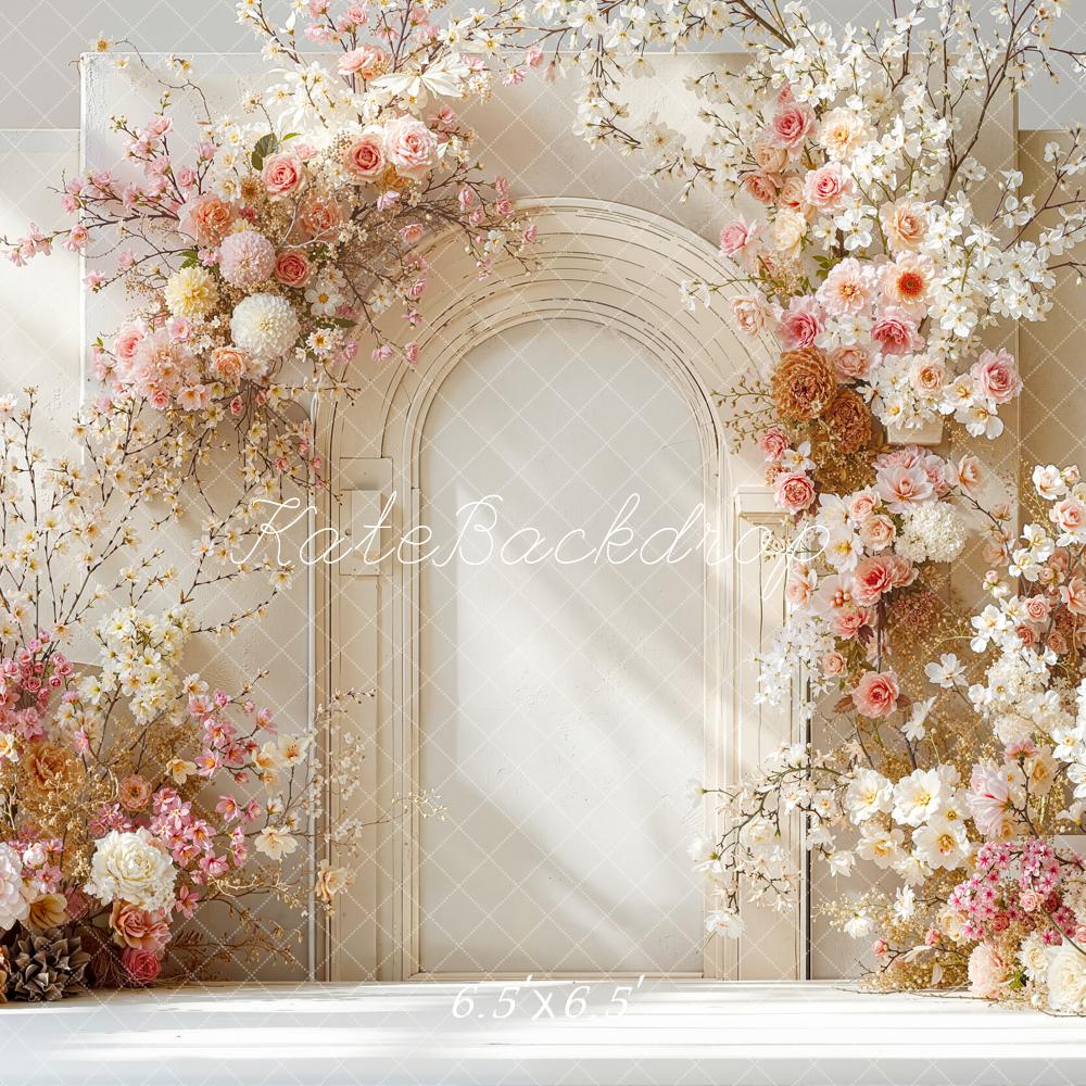Kate Floral Arch Cream Arrangement Backdrop Designed by Emstselch - Image 2