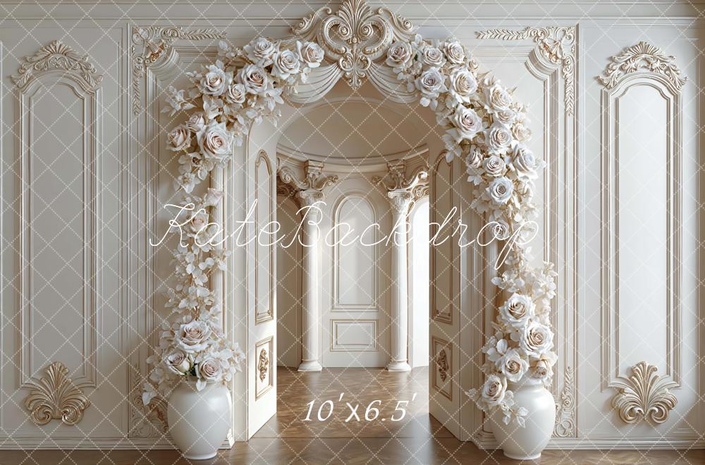 Kate Floral Arch Ornate Cream Wall Backdrop Designed by Mini MakeBelieve - Image 4