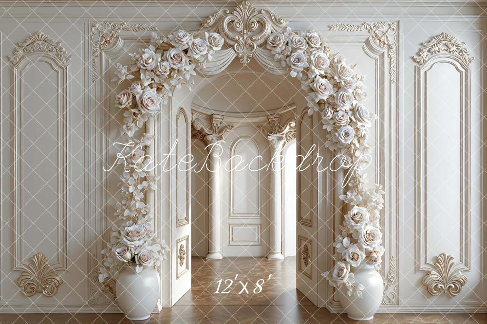 Kate Floral Arch Ornate Cream Wall Backdrop Designed by Mini MakeBelieve - Image 8