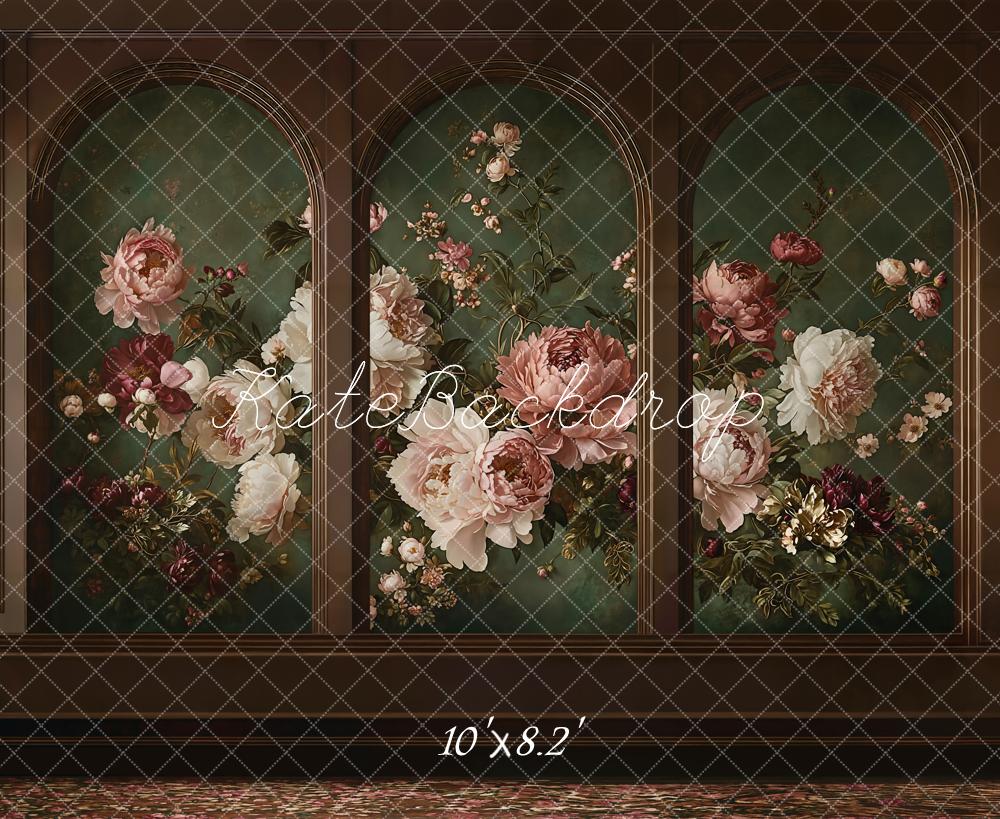 Kate Floral Arch Panels Dark Green Backdrop Designed by Kate Image - Image 6