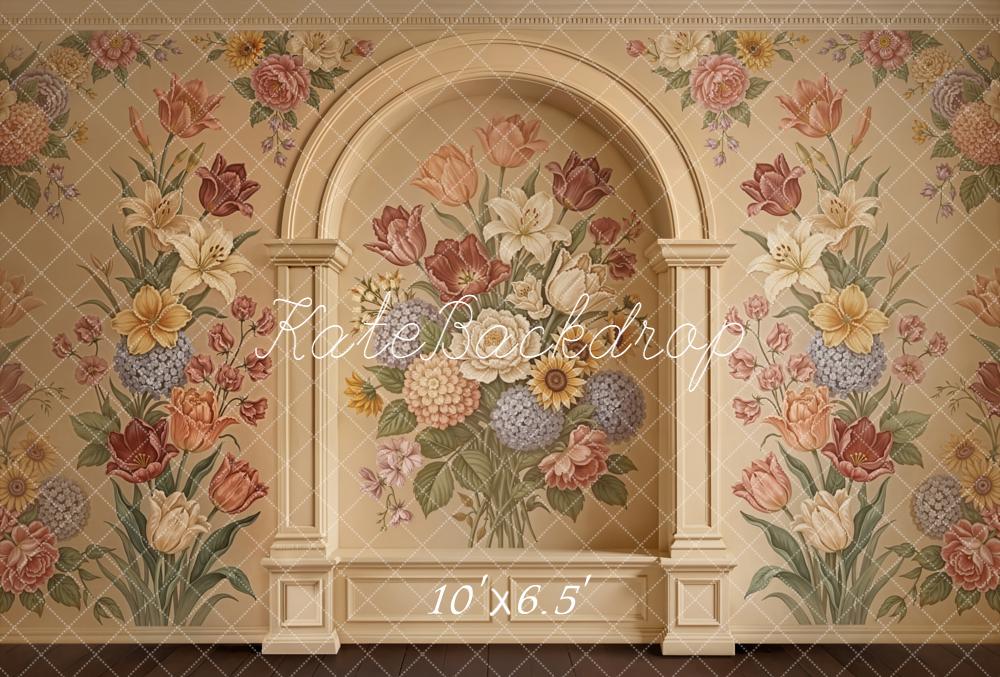 Kate Floral Arch Pastel Wall Fleece Backdrop Designed by Emetselch - Image 2