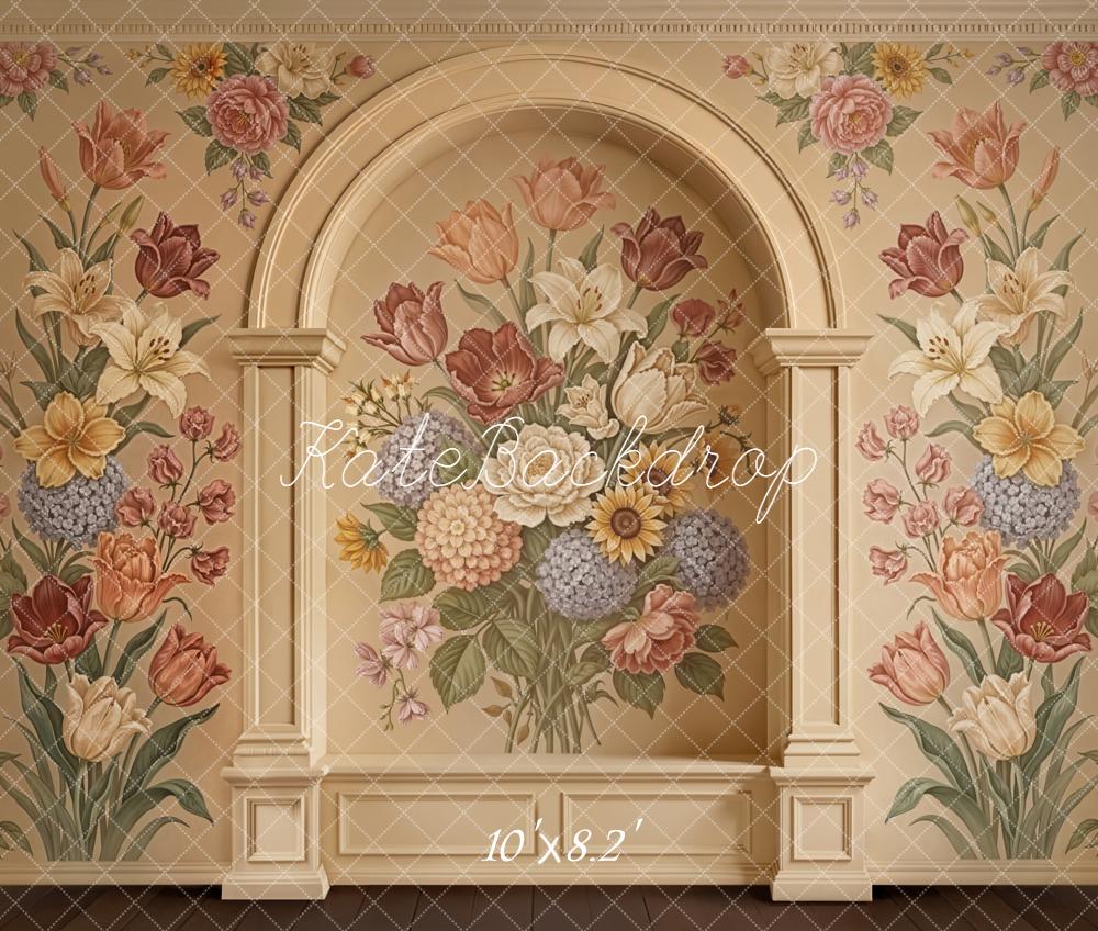 Kate Floral Arch Pastel Wall Fleece Backdrop Designed by Emetselch - Image 3