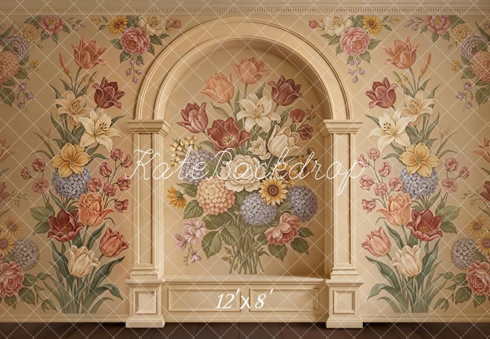 Kate Floral Arch Pastel Wall Fleece Backdrop Designed by Emetselch - Image 4