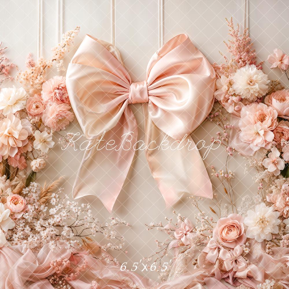 Kate Floral Arch Pink Big Bow Backdrop Designed by Emetselch - Image 6