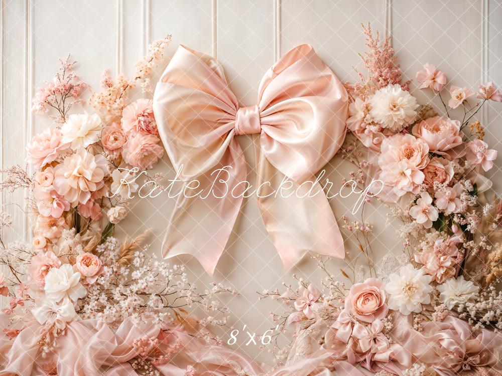Kate Floral Arch Pink Big Bow Backdrop Designed by Emetselch - Image 7