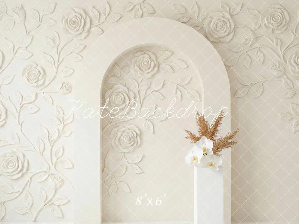 Kate Floral Arch Relief Beige Backdrop Designed by Patty Robert - Image 3