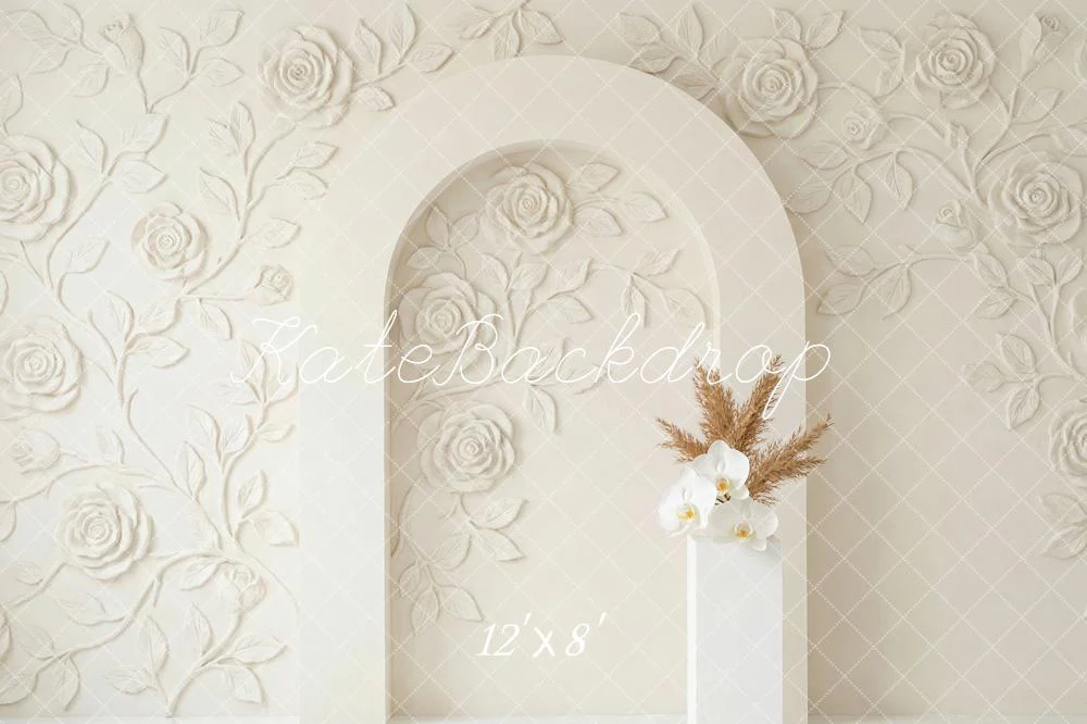 Kate Floral Arch Relief Beige Backdrop Designed by Patty Robert - Image 8