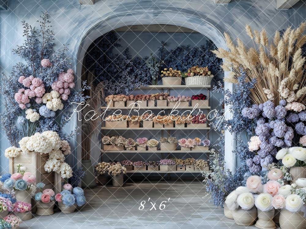 Kate Floral Arch Shelves Pastel Blue Backdrop Designed by Mini MakeBelieve - Image 3