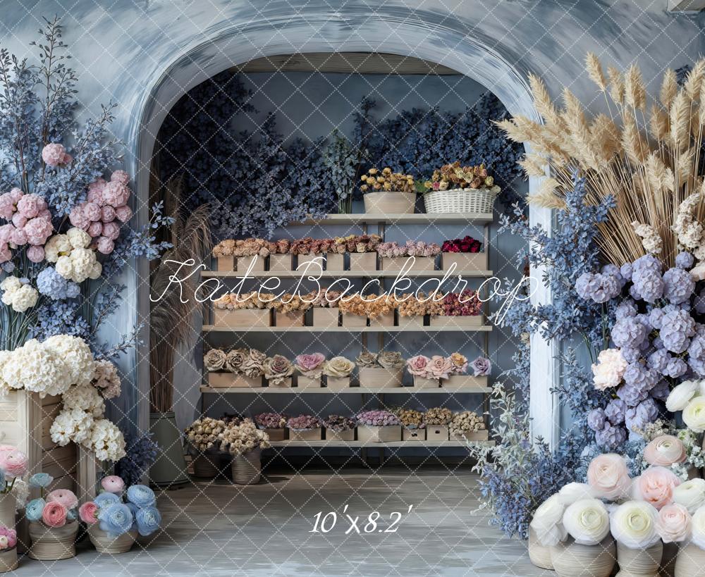 Kate Floral Arch Shelves Pastel Blue Backdrop Designed by Mini MakeBelieve - Image 6