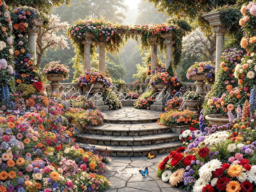 Kate Floral Arch Stone Columns Garden Backdrop Designed by Mini MakeBelieve - Image 3