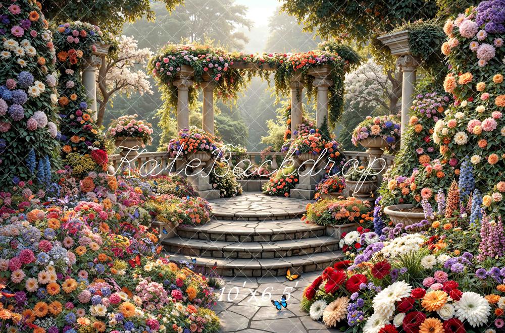 Kate Floral Arch Stone Columns Garden Backdrop Designed by Mini MakeBelieve - Image 4