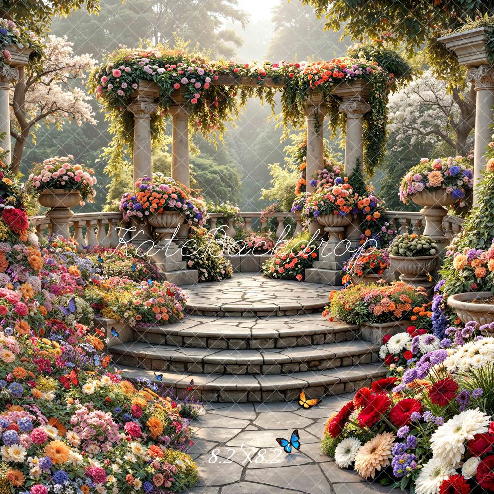 Kate Floral Arch Stone Columns Garden Backdrop Designed by Mini MakeBelieve - Image 5
