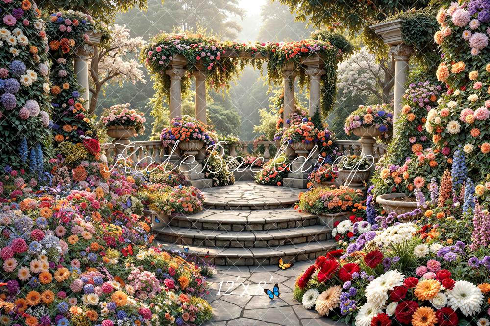 Kate Floral Arch Stone Columns Garden Backdrop Designed by Mini MakeBelieve - Image 8